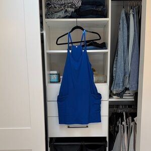 Blue Sleeveless Dress with Pockets